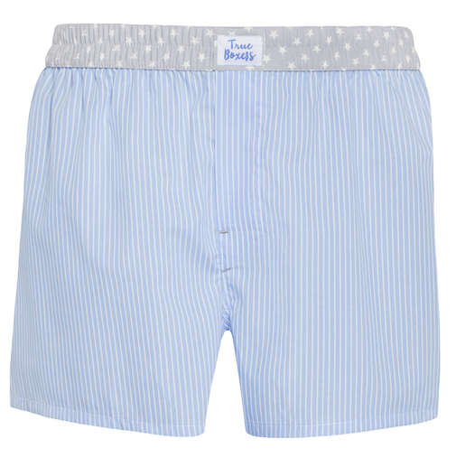 Midnight Stories - blue stripes gray stars Boxer Short - True Boxers