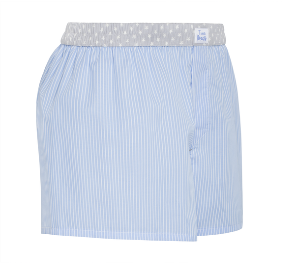 Midnight Stories - blue stripes gray stars Boxer Short - True Boxers